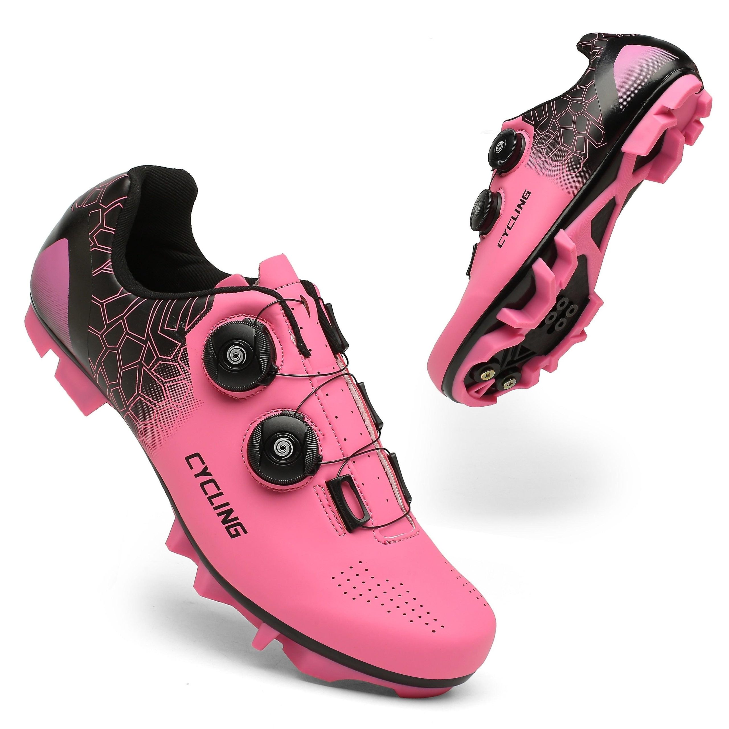 pink cycling shoes