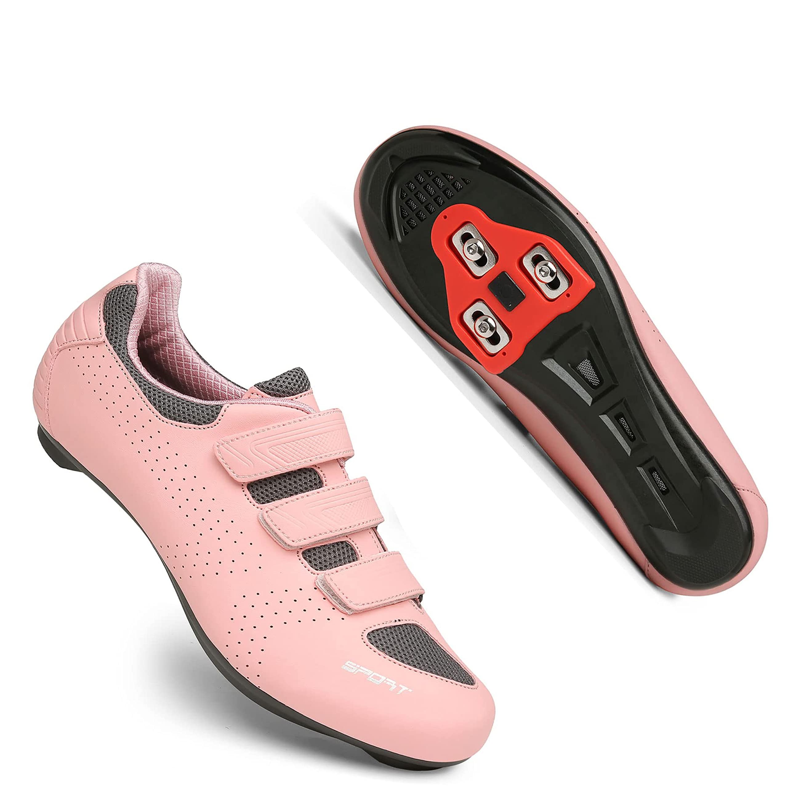 pink cycling shoes