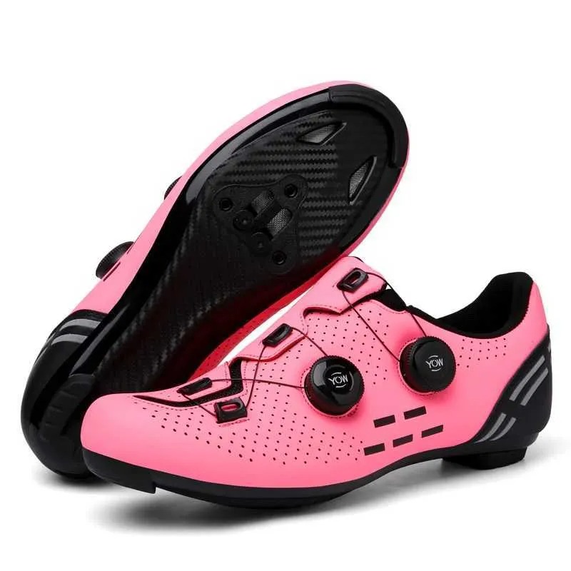 pink cycling shoes